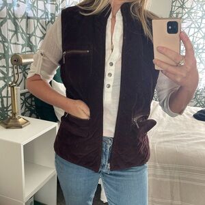 Eddie Bauer Vintage Corduroy 100 Cotton Vest Chocolate Burgundy Small